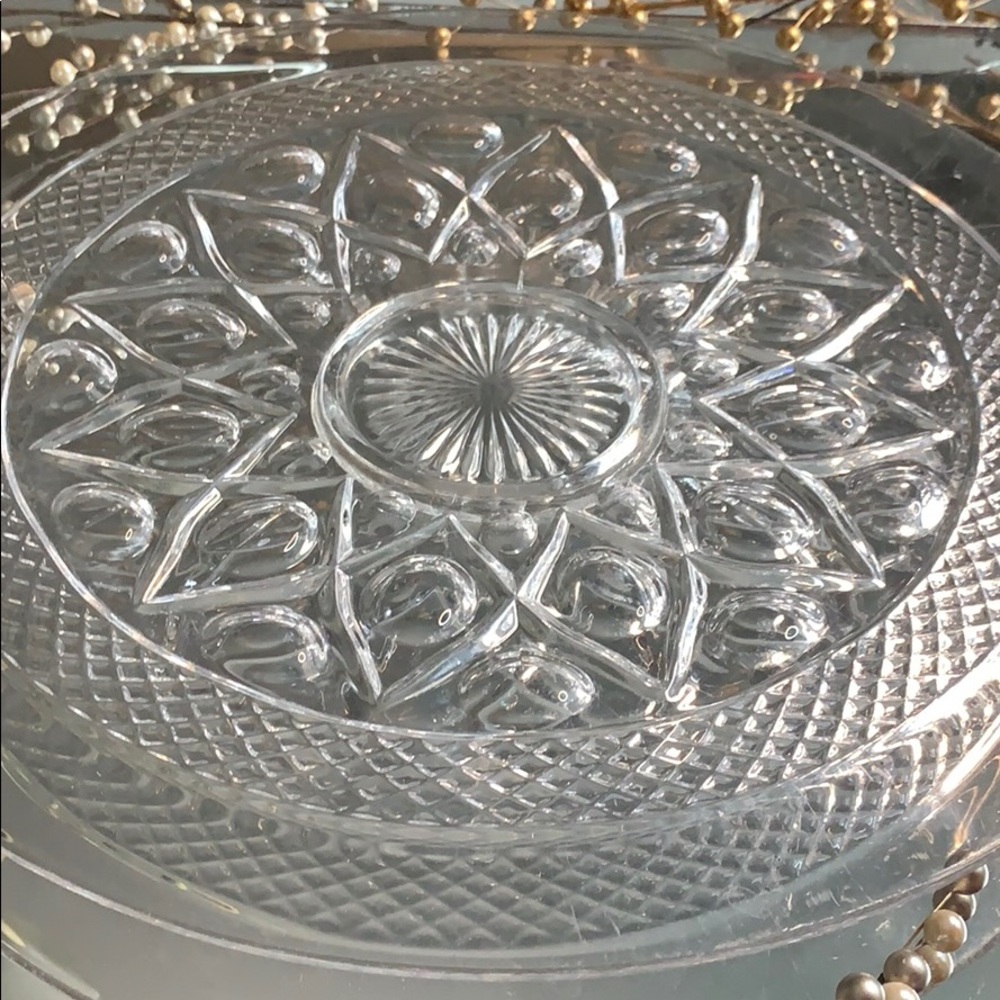 Large Beautiful Glass Crystal Platter 💎